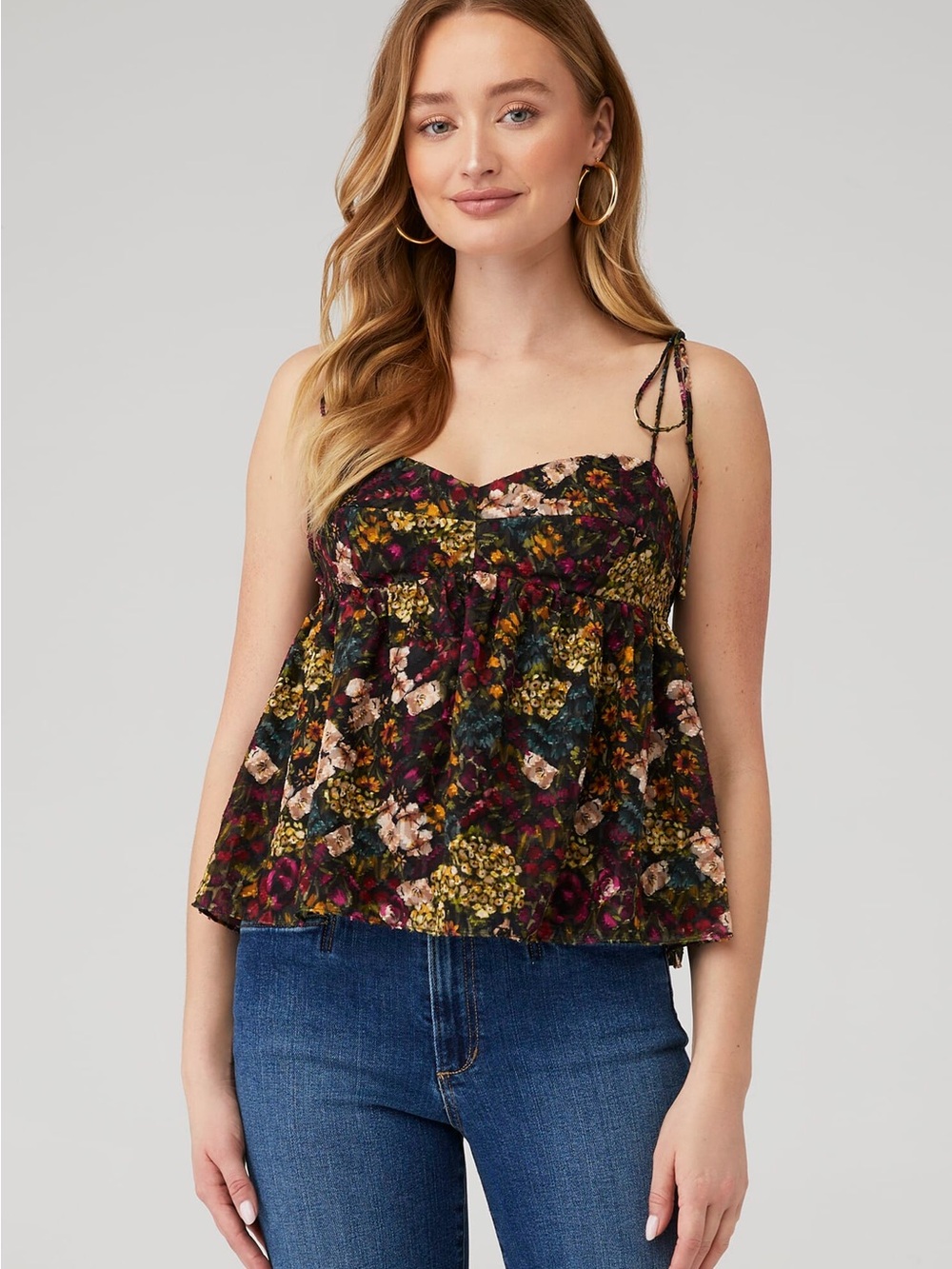 Amanda Uprichard cece Tie-Shoulder Babydoll Tank Top - Multicolor